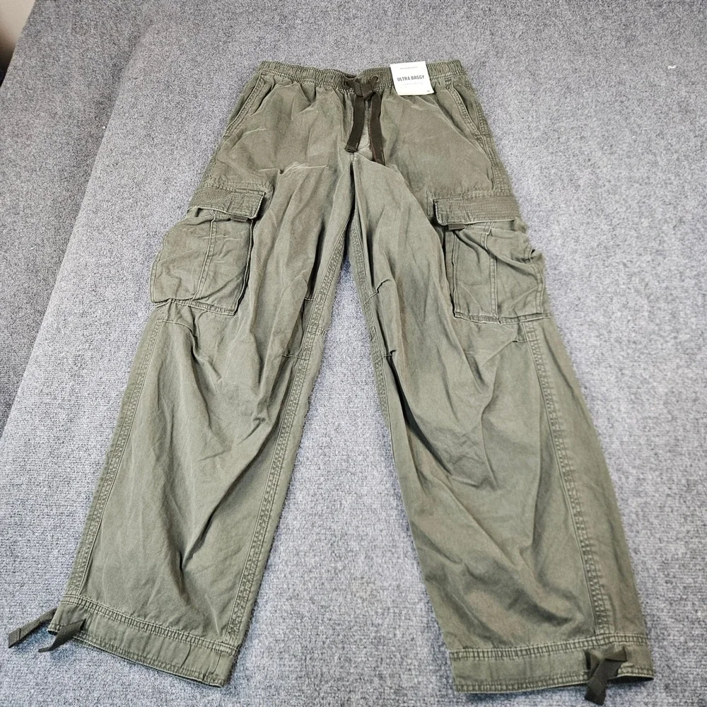 Abercrombie & Fitch Ultra Baggy Cargo Pants Mens Medium Olive Green 130P0496